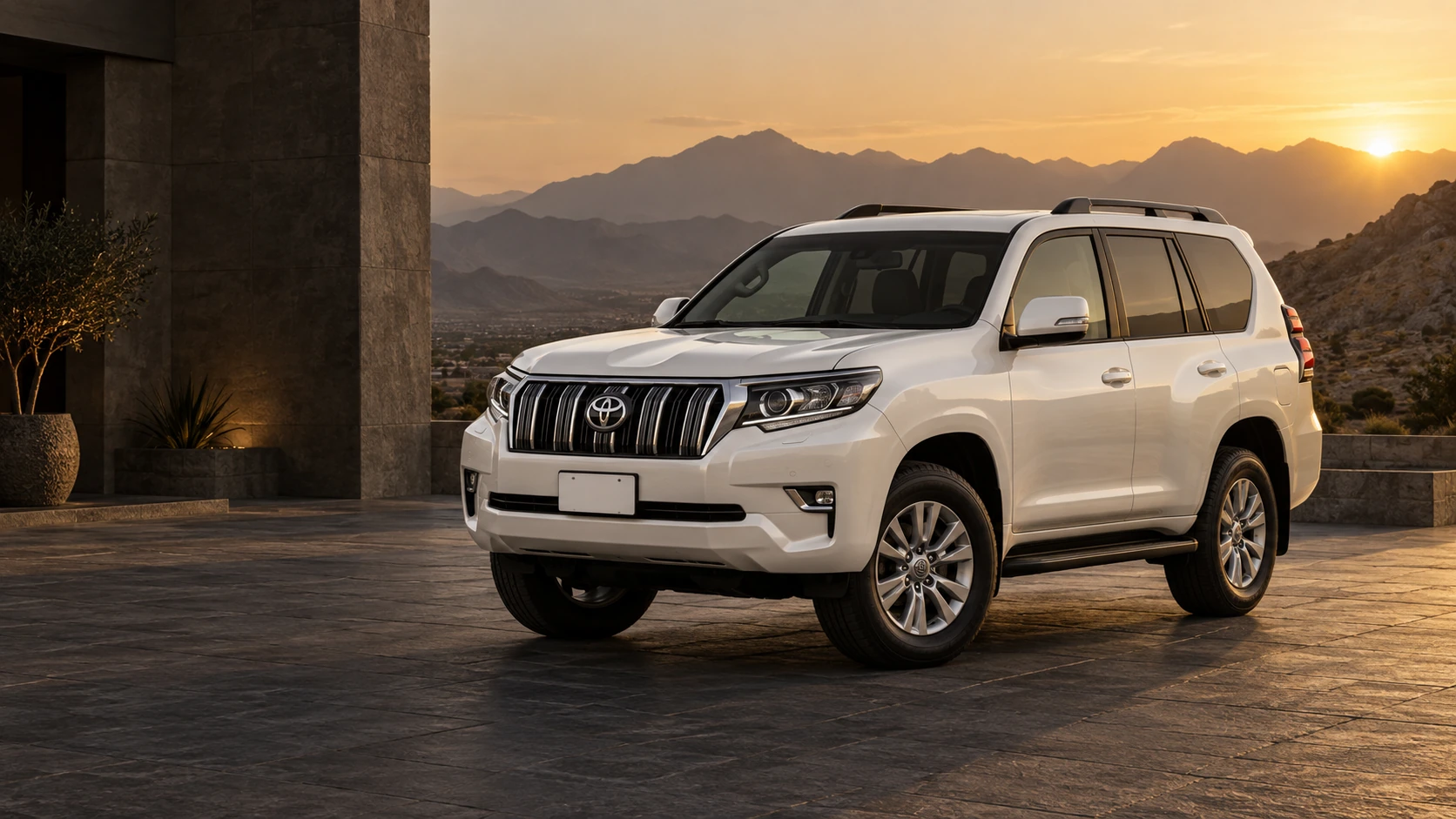 Premium white Toyota Prado illustration